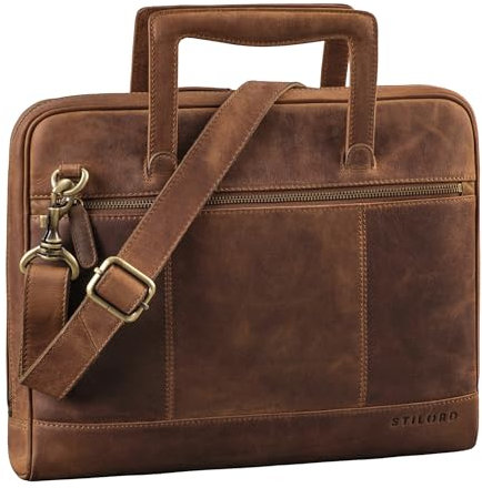 STILORD 'Tristan' Borsa Porta Pc 14 Pollici Uomo Pelle Ventiquattrore Sottile per Lavoro Viaggio Business Bag Vintage Custodia Laptop in Vera Pelle, Colore:marrone medio