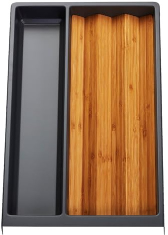 Orga-Box SOTECH Mehrzweckeinsatz SEPARADO Individual schiefergrau genarbt | (300 x 474 x 51 mm) Schubladeneinsatz ab 40cm Schrankbreite inkl. Bambus Gewürzeinsatz