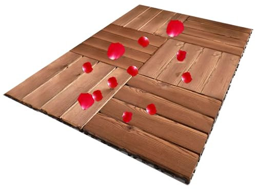 Gartendusche Bodenplatte, 89,9 X 59,9 cm, Badematte Holz Mit PE-Unterlage, Badezimmermatte for Badewanne, Dusche, Pool und Mehr, rutschfest