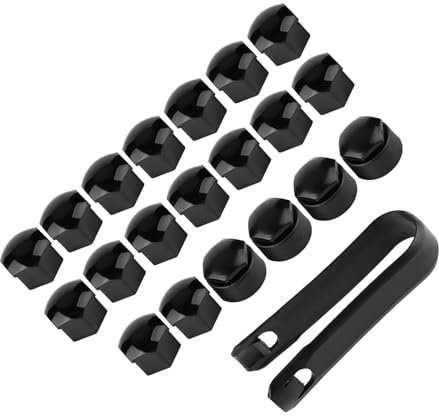 Auto-Radnaben-Schraubenschutz, Diebstahlschutz-Abdeckkappe, 17-mm-Mutter, 20 Stück (Schwarz)