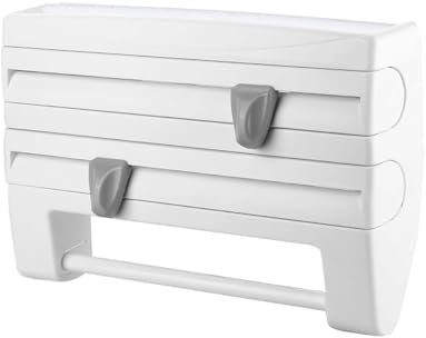 PAIDE P Frischhaltefolienspender mit Schneider, Verbessert Folienspender, Praktischer Folienschneider für Plastikfolie & Alufolie. Nicht magnetisch(Doppelt weiß)