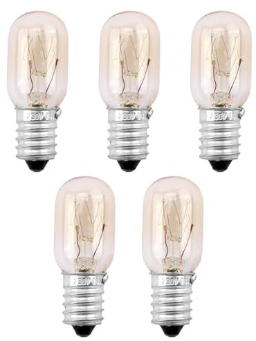 OnrySxn 15W E14 Screw Salt Lamp Bulbs, 5Pcs 230V Fridge Bulb Wax Warm White Mini 2700K Bulb Small Edison Sewing Machine Light Bulb for Scentsy Plug-in Warmers Fridge Micro-Wave Oven Cooker Hood