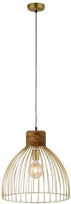 Just Light Ceiling Light Pendant Lamp Dining Room Light Kitchen Lamp Mango Wood Brass Height 120 cm