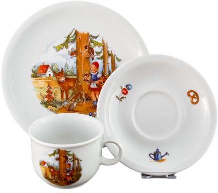 Kindergeschirr Set 3-teilig Porzellan Kindergedeck DDR Märchen Rotkäppchen und der Wolf