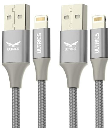 iPhone Charger Cable 2M (2 Pack), Apple MFi Certified USB A to Lightning Long Charger Cable, Nylon Braided Fast Charging Cable Syncing Lead Compatible with iPhone 14 13 12 11 Pro Max XR XS 8 7 iPad