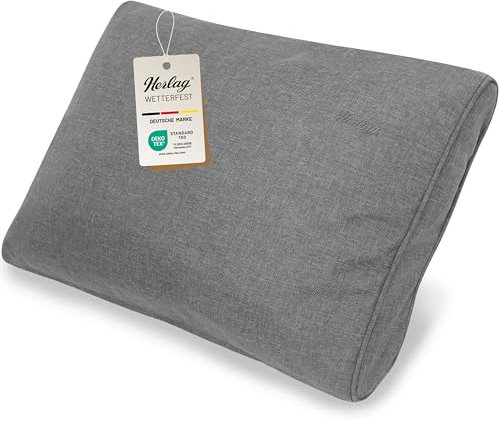 Herlag Outdoor Loungekissen Sunny | Premiumkissen für Gartenlounge | Bezug waschbar mit Reißverschluss | Langlebige Sitzauflage mit UV- & Fleckschutz | Rückenkissen 40x60cm Grau