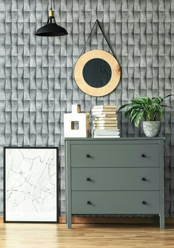 marburg Tapete Grau Putzoptik Illusion 3D-Optik Streifen Modern Industrial-Look für Wohnzimmer Schlafzimmer Küche 10,05 x 0,53