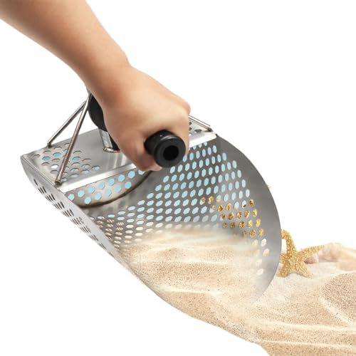 Pelle de tamisage de sable en acier inoxydable | Pelle à sable en acier inoxydable – Pelle à sable détection de métaux, pelle de détection de métaux de plage, outil de détection de métaux robuste