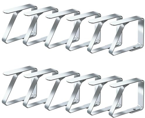 Table cloth clips 8 Pack, Tablecloth Clips Stainless Steel Table Cover Clamps, Heavy Duty Picnic Table Clips, Table Cloth Holders for 1-4.5 cm Thick, Ideal for Restaurant Weddings Graduation Party