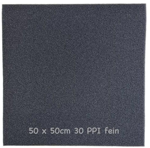 KH 1x Filterschaum 50x50x5cm schwarz - Filterschwamm Teichfilter -Filtermatten für Aquarien - Filtermaterial- PPI0-PPI20-PPI30-grob mittel-fein-Hamburger Mattenfilter (fein 50x50x5 cm 30PPI)
