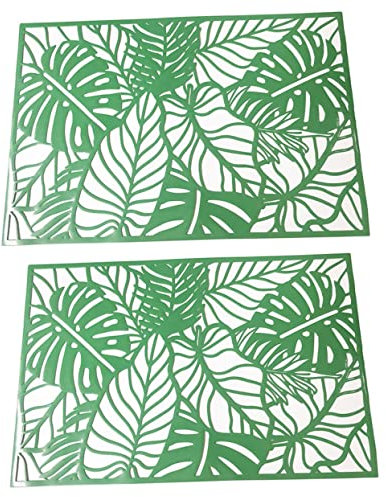 OUNONA 2stücke Isolierte Tischmatte Monstera Muster Rechteckige Tischsets Tischdeko Schutz Für Teller Und Tassen Waschbar Und Langlebig Party Decor
