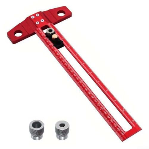 T-Typ-Lineal für Holzbearbeitung, verstellbare Markierungslinien, Aluminiumlegierung, Zeichenhilfe, Lineal mit Winkeleinstellungsskala für Heimwerker, Tischler, Architekten (300 mm)