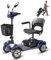 Mobilitätsroller für Erwachsene, zusammenklappbar, 20 km, Mobilitätsroller mit 4 Rädern, stabil, 150 kg, mit Korb (blau)