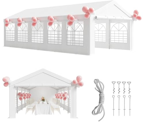 Airfish Pavillon 5x10 UV 50+,Partyzelt 5x10 Wasserdicht Stabil Winterfest, Gartenpavillon mit Metall Gestell, Verwendung für Gartenpartys, Pavillon Urlaubsfeiern, Hochzeiten, Marktstände, Weiß