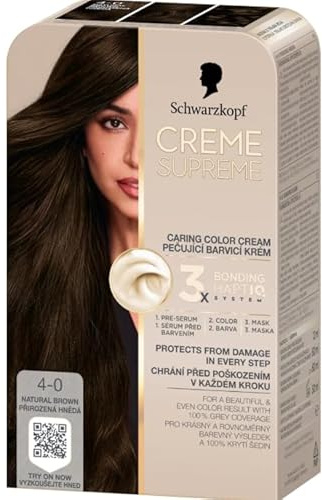 Schwarzkopf CREME SUPREME, Hair dye 4-0 Natural Brown, Pack of 3