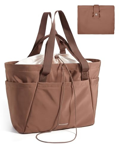 bagsmart Reisetasche Handgepäck Tasche, Damen Handtasche Tote Bag, Faltbare & Ausdehnbare Einkaufstasche Umzugstasche, Große Handtasche für Arbeit Reise Shopping Schule