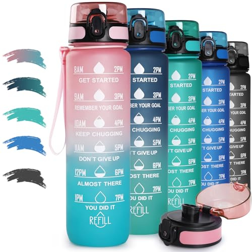 Joogee Bouteille d'eau 1L, Gourde Sport 1000ml Bouteille d'eau étanche, sans BPA, Bouteille Reutilisable, pour Enfant, Adulte, Randonnée, l'école, Fitness, Camping, Gym