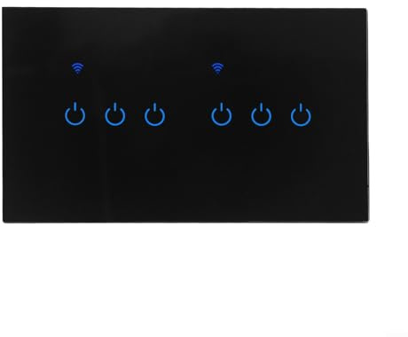 Smart Dimmer Switch, Touch Switch Wall Mount Smart Light Switches Smart Home For Tuya App Remote/Voice Control(6 Gang-Black)