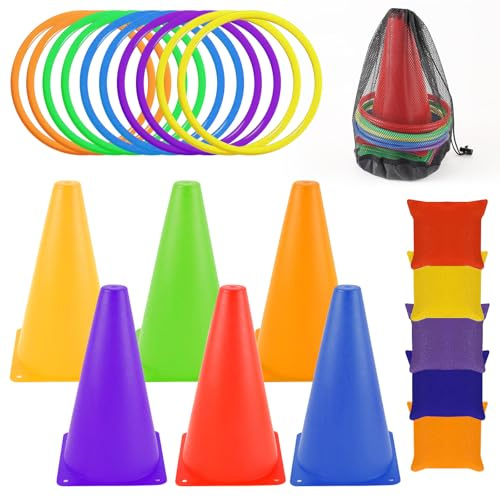 Jasjfasd Giochi da Esterno per Bambini, Giochi di Lancio per Esterni, Giochi Giardino, Palla Anello Bean Bag Toss, Giochi Lancio Bambini, Adulti, Giochi Lancio ad Anelli per il Compleanno dei