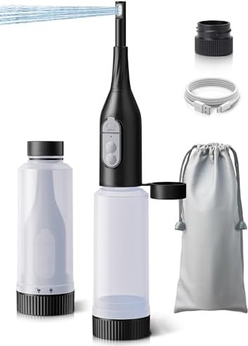 Bidet Portatile, SANEWE Bidets Elettrica da Viaggio, 2 Modalità di Spruzzo, Protezione dall'acqua IPX7 e Regolazione Della Pressione, Per l'igiene Personale, la Cura Post-parto e la Pulizia Perineale
