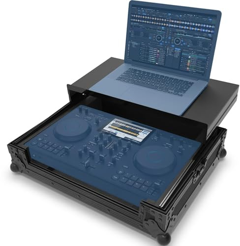 Zomo Flightcase A-Omni-Duo Plus NSE – kompatibel mit AlphaTheta OMNIS-DUO – DJ Equipment Case mit Laptopablage 589 x 445 x 201 mm – Schwarz – robustes Sperrholz