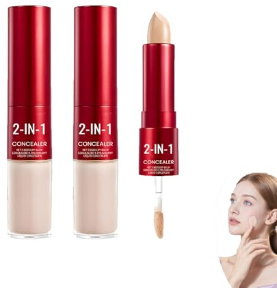 2-in-1 Concealer-Stick – Wasserfester, langanhaltender Flüssig- und Creme-Concealer, feuchtigkeitsspendend und aufhellend, leichtes, natürlich mattes Finish, geeignet für alle Hauttypen (2pcs)