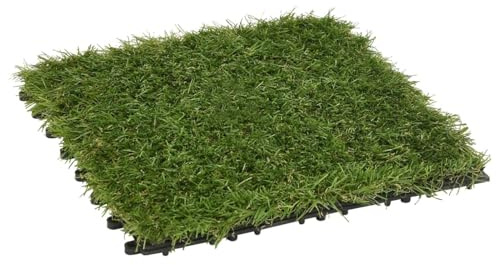 Mengtu Kunstrasen-Fliesen 30x30 cm Grün - Wartungsfreier Rasen für Garten und Terrasse Rasendekoration 149030