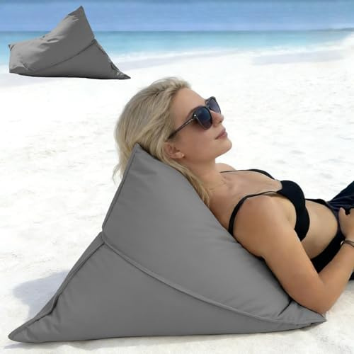 KBZSlyn Outdoor Bean Bag (No Filler) Waterproof Beach Pillow Cover Mini Back Rest Bean Bag Cover for Camping Bag Multifunctional Storage Bag Bean Bag Beach Pillowsac Dual-use(Gray)