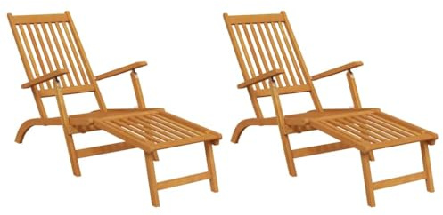Mhdvray Akazien Gartenliegen klappbar 2er Set Sonnenliege Holz mit 5-facher Rückenlehne 168x55x72 cm Fußteil platzsparend für Garten Balkon Terrasse