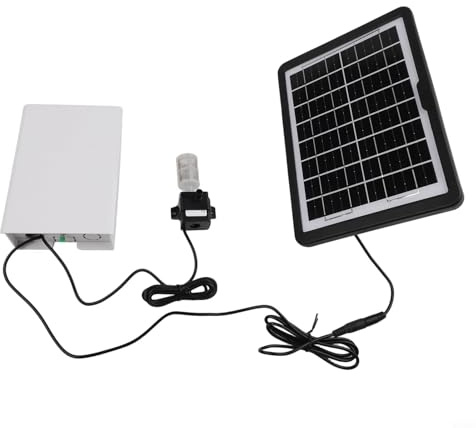 Solar Water Fountain Pump with Battery Backup, 5-Speed Adjustable Flow, Pure Copper Motor for Fish Pond Garden, Waterproof Outdoor Aerator Kit(9v 6w 5200mAH)