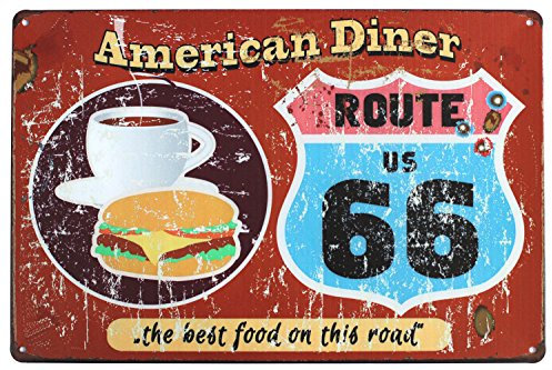 88 store American Dinner Route US 66 The Best Food On This Road Vintage Metal Sign