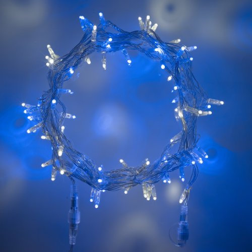 Lights4fun 1x 100er LED Lichterkette blau-weiß 10m Core Connect Serie strombetrieben koppelbar inkl. Netzstecker