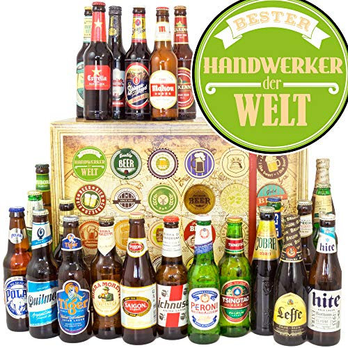 Bester Handwerker + Bier aus aller Welt 24x + Handwerker Geschenke Männer + Advent Kalender Bier 2024 2025