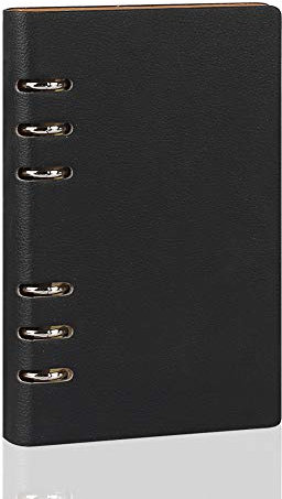 LANGING Klassisches nachfüllbares Notizbuch A5, Leder, 6 Ringe, Hardcover