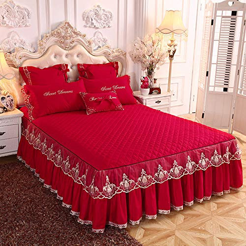 KJHG 3PCS Bettrock Tagesdecke Rüschen Bett Rock Bett Volant Bettüberwurf Mit Rüschen Faltenresistent Und Ausbleichen Beständig,Color3-150x200cm(59x79inch)