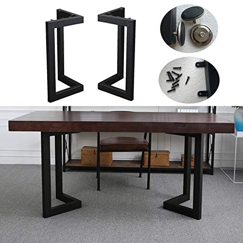 NWHJ 2X Tischkufen Schwarz Steel, Modern V-förmig Schreibtischbeine, mit Verstellbare Füße + Schrauben, Metall Eisen Tischbeine, 72cm Höhe