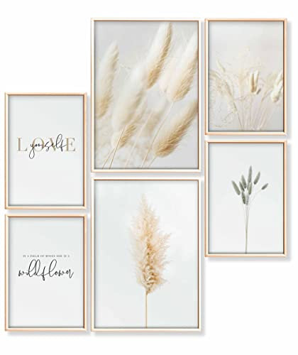 Heimlich® Premium Poster Set OHNE Bilderrahmen | 2 x DIN A3 & 4 x DIN A4 - ca. 30x42 & 21x30 | Stilvolle Poster Collagen mit passenden Bilder als Wanddeko » Pampas Gras «