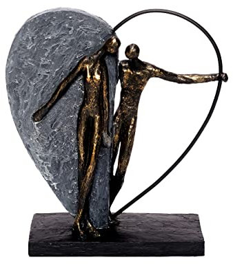 Brillibrum Design Herz Skulptur Kunststein Bronze Dekofigur der Freundschaft & Liebe aus Polystone Liebespaar Hochzeitsgeschenk Herzfigur Skulptur Couple Love (Variante 1)