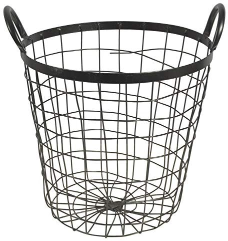 CHICCIE 2 Set Drahtkorb rund schwarz mit Griffen 20cm und 28cm - Korb Metallkorb