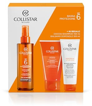 Collistar Cofanetto Solare Olio Secco Superabbronzante Idratante SPF 6 + in Regalo Doccia Shampoo Doposole 150ml e Balsamo Doposole Idratante Restitutivo 100ml