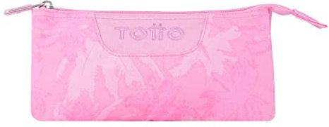 TOTTO Estuche Escolar Tres Compartimentos Palmeras Rosas - Tablero