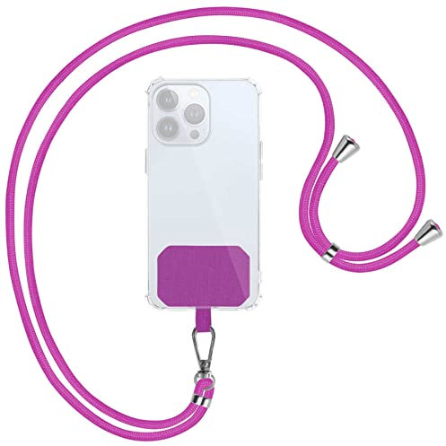 mtb more energy® Universal Handykette - Fucsia Pink - Metallteile Farbe Silber - kompatibel mit vielen Handyhüllen - Band Seil Kordel zum Umhängen