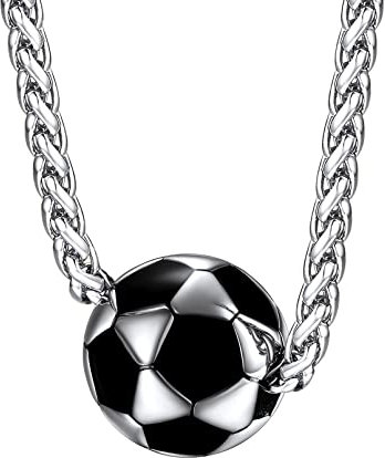 FaithHeart Fußball Kette für Herren Jungen Charm Halskette mit Fußball Anhänger Sport Anhänger Schmuck mit Geschenkebox für Weihnachten Valentinstag