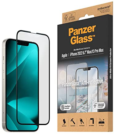 PanzerGlass™ Anti-Reflective Screen Protector for iPhone 14 Plus, 13 Pro Max, Scratch-Resistant, Anti-Reflective iPhone Protective Glass with Matte Surface, Protection to the Edge of the Display and