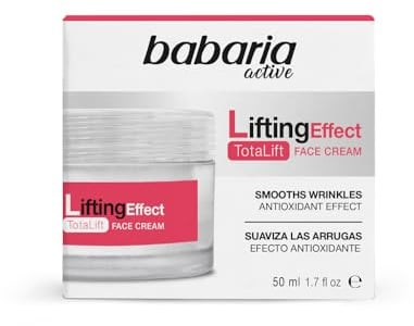 Babaria - Crema Facial Lifting Effect Total Lift | Crema Antiarrugas Mujer Y Hombre | Cremas Faciales Mujer Con Efecto Antioxidante Y Antiedad | Vitamina E Y Escualano, 100% Vegano 50 Ml