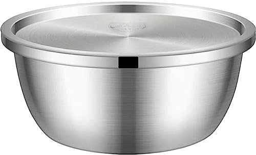 Kichvoe Edelstahl Schüssel mit Deckel Rührschüssel Mischschüssel Teigschüssel Salatschüssel Küchenschüssel für Küche Kochen Backen Eier Mehl Salat 22cm Silber