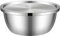 Kichvoe Edelstahl Schüssel mit Deckel Rührschüssel Mischschüssel Teigschüssel Salatschüssel Küchenschüssel für Küche Kochen Backen Eier Mehl Salat 22cm Silber