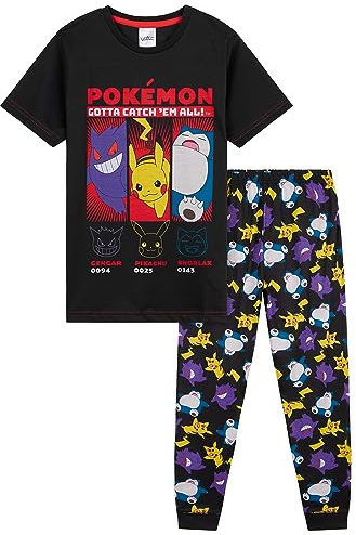 Pokemon Boys Pyjamas Set - Lounge Wear T-Shirt and Long Bottoms Teenagers Kids PJs 4-14 Years - Gifts for Boys