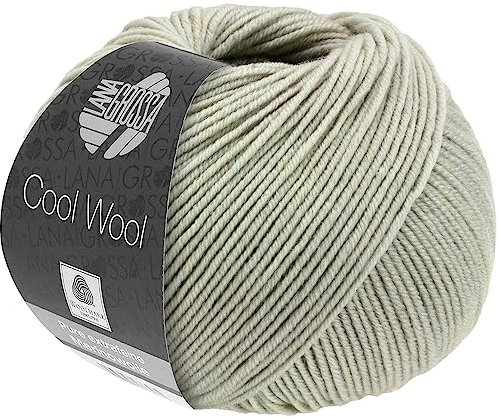 LANA GROSSA Cool Wool Uni | Extrafeine Merinowolle waschmaschinenfest und filzfrei | Handstrickgarn aus 100% Schurwolle (Merino extrafein) | 50g Wolle zum Stricken & Häkeln | 160m Garn FB 2106