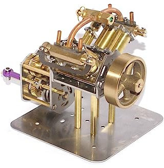 Novaray Dampfmaschine Modell, Mini V4-Dampfmotor Modell mit Umkehrgetriebe, Physisches Experiment Geschenk für Technikbegeisterte und Kinder (ohne Kessel)